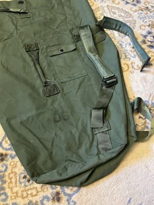 Military Nylon Duffle Bag US Army OD Green Large Two Strap Backpack 36" Long Bag - Thumbnail 2