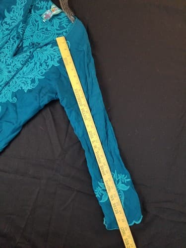 Johnny Was Tania Tunic Blue Boho Hippie Embroidered Long Blouse Top Womens XS - Thumbnail 10