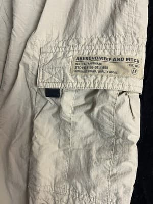 VTG Y2K Abercrombie & Fitch Mens S Tan Beige Cargo Parachute Paratrooper Pants - Thumbnail 3