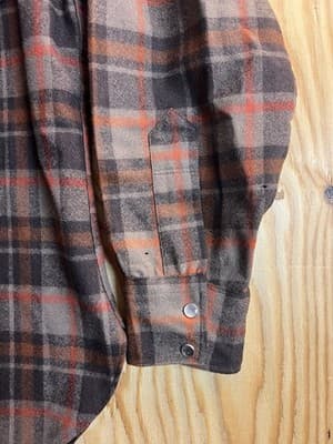 VTG 70s Pendleton Mens L Shirt Wool High Grade Western Wear Pearl Snap Brown Red - Thumbnail 4