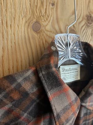 VTG 70s Pendleton Mens L Shirt Wool High Grade Western Wear Pearl Snap Brown Red - Thumbnail 11
