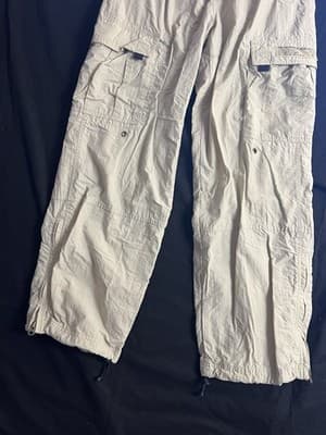 VTG Y2K Abercrombie & Fitch Mens S Tan Beige Cargo Parachute Paratrooper Pants - Thumbnail 4