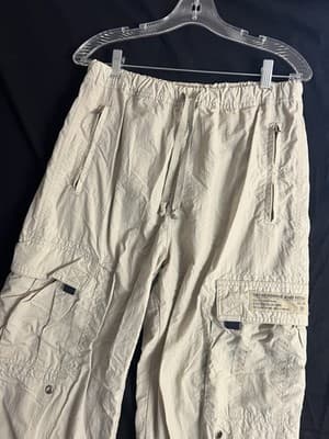 VTG Y2K Abercrombie & Fitch Mens S Tan Beige Cargo Parachute Paratrooper Pants - Thumbnail 2
