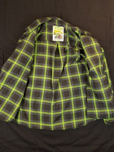 DIXXON “The SHIFTER” FLANNEL Womens 2X Snap Button Shirt Rat Fink Green Flannel - Thumbnail 4