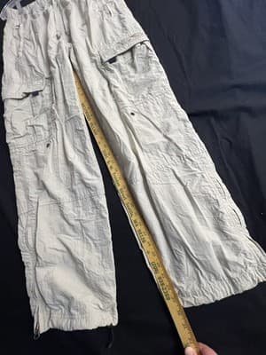 VTG Y2K Abercrombie & Fitch Mens S Tan Beige Cargo Parachute Paratrooper Pants - Thumbnail 8