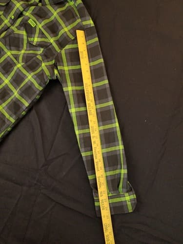 DIXXON “The SHIFTER” FLANNEL Womens 2X Snap Button Shirt Rat Fink Green Flannel - Thumbnail 9