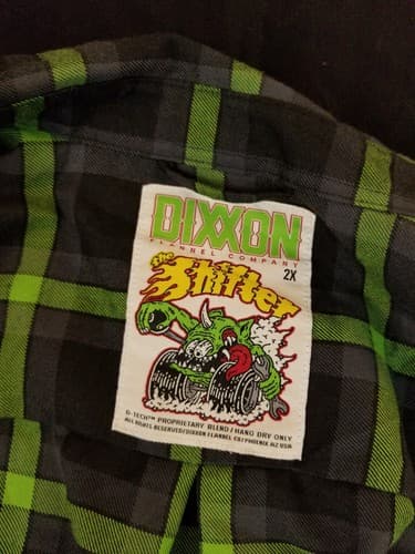 DIXXON “The SHIFTER” FLANNEL Womens 2X Snap Button Shirt Rat Fink Green Flannel - Thumbnail 5