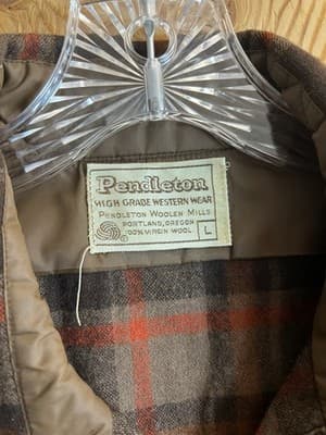 VTG 70s Pendleton Mens L Shirt Wool High Grade Western Wear Pearl Snap Brown Red - Thumbnail 3