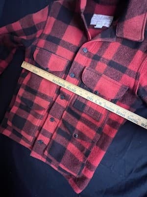 VTG Filson Red Plaid Style 110 Virgin Wool Mackinaw Cruiser Jacket 36 Mens XS /S - Thumbnail 11