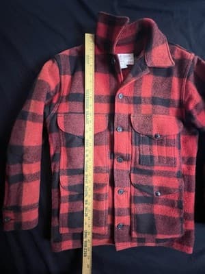 VTG Filson Red Plaid Style 110 Virgin Wool Mackinaw Cruiser Jacket 36 Mens XS /S - Thumbnail 10