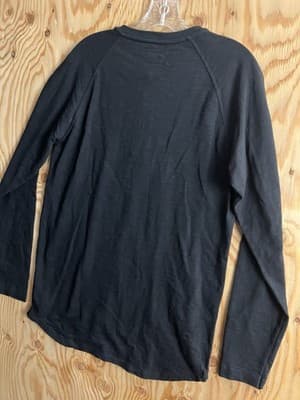 Anian Long Sleeve Henley Circular Shirt Cotton Black Mens M Canada 1/4 Button - Thumbnail 7