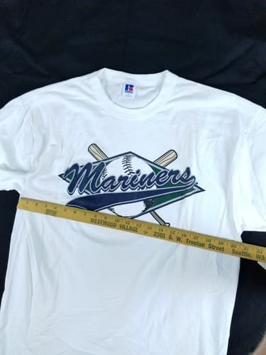 NWT Vintage Seattle Mariners Shirt Mens L White Blue 1997 MLB Baseball 90s Bat - Thumbnail 10