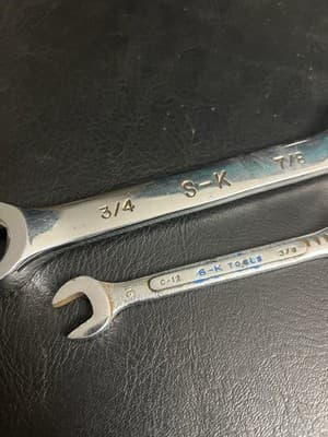 SK S-K Tool 3/4" & 7/8" Open End Flare Nut Wrench F2428 USA + 3/8 Combination - Thumbnail 3