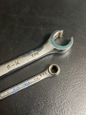SK S-K Tool 3/4" & 7/8" Open End Flare Nut Wrench F2428 USA + 3/8 Combination - Thumbnail 4