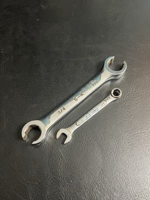 SK S-K Tool 3/4" & 7/8" Open End Flare Nut Wrench F2428 USA + 3/8 Combination - Image 1