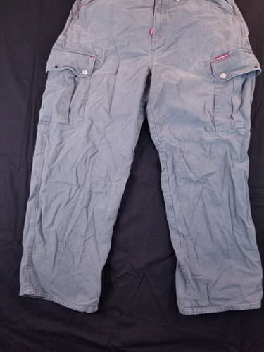 Vintage Ecko Unltd Grey Blue Baggy Skater Wide Y2K 90s Cargo Pants Mens 34x30 - Thumbnail 3
