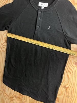 Anian Long Sleeve Henley Circular Shirt Cotton Black Mens M Canada 1/4 Button - Thumbnail 9