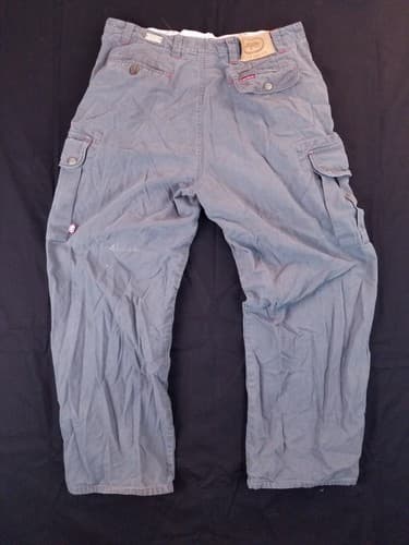 Vintage Ecko Unltd Grey Blue Baggy Skater Wide Y2K 90s Cargo Pants Mens 34x30 - Thumbnail 7