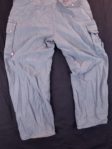 Vintage Ecko Unltd Grey Blue Baggy Skater Wide Y2K 90s Cargo Pants Mens 34x30 - Thumbnail 9