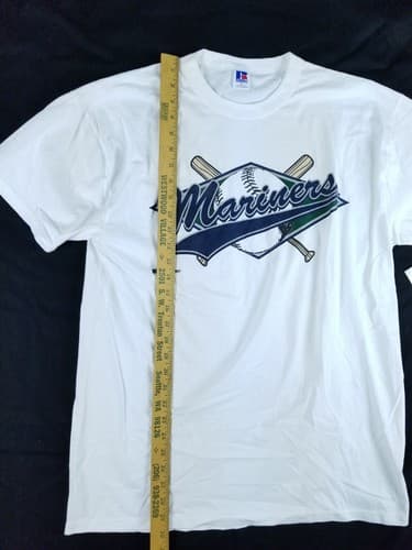 NWT Vintage Seattle Mariners Shirt Mens L White Blue 1997 MLB Baseball 90s Bat - Thumbnail 9