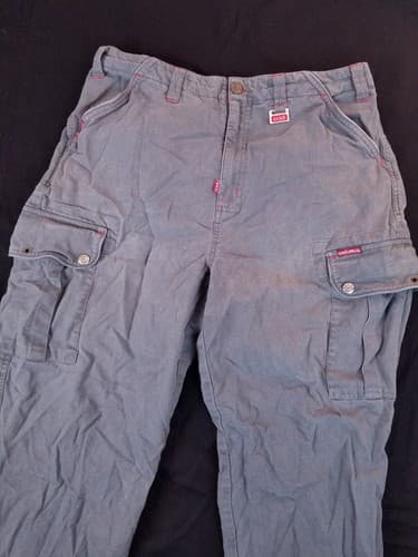 Vintage Ecko Unltd Grey Blue Baggy Skater Wide Y2K 90s Cargo Pants Mens 34x30 - Thumbnail 2