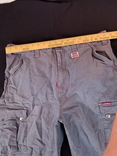 Vintage Ecko Unltd Grey Blue Baggy Skater Wide Y2K 90s Cargo Pants Mens 34x30 - Thumbnail 11