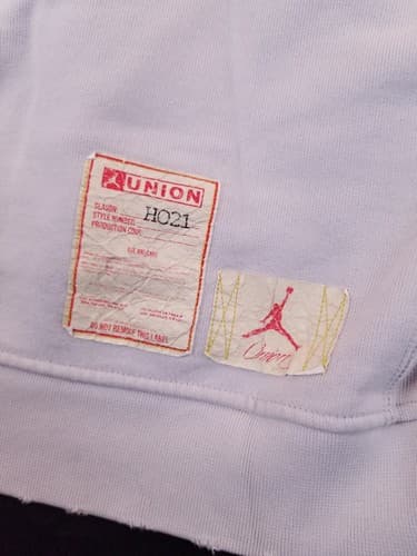 Jordan X Union M J Photon Dust Fleece Hoodie Mens XL Sweatshirt Distressed FLC - Thumbnail 8
