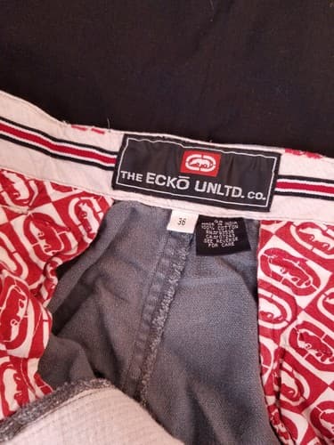 Vintage Ecko Unltd Grey Blue Baggy Skater Wide Y2K 90s Cargo Pants Mens 34x30 - Thumbnail 6