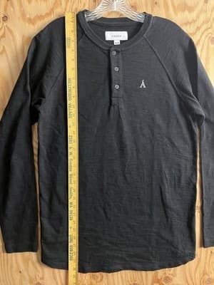 Anian Long Sleeve Henley Circular Shirt Cotton Black Mens M Canada 1/4 Button - Thumbnail 8