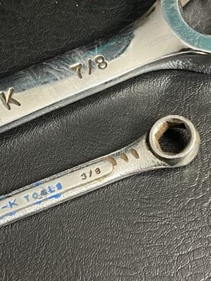 SK S-K Tool 3/4" & 7/8" Open End Flare Nut Wrench F2428 USA + 3/8 Combination - Thumbnail 5
