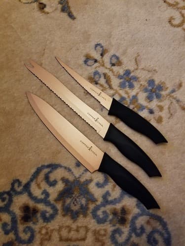 New COPPER CHEF 3-PIECE KNIFE SET A 9” MULTI-PURPOSE, 8" CHEF & 6" FILET - Image 1