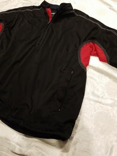 Sun Mountain Men's Rainflex LT 1/4 Zip S/S Golf Pullover Jacket Black / Red XL - Thumbnail 2