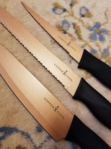 New COPPER CHEF 3-PIECE KNIFE SET A 9” MULTI-PURPOSE, 8" CHEF & 6" FILET - Thumbnail 3