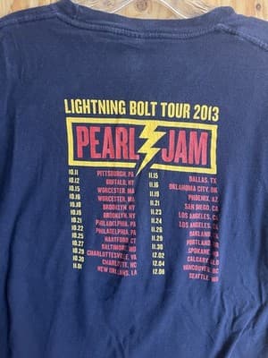 VTG PEARL JAM 2013 Lightning Bolt Tour Concert T-Shirt Band Tee Shirt Mens L Y2K - Thumbnail 6