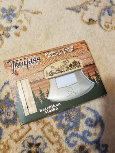 TONGASS Trading co. ULU Knife ALASKA Knife with Wood Display — NEW Ketchikan - Image 1
