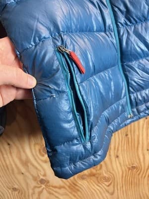 Patagonia Hi-Loft Down Sweater Hoody Kids Boys L 12 Blue Full Zip Jacket *READ - Thumbnail 5
