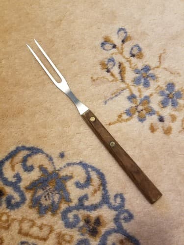 Vtg RH Forschner Carving Fork Stainless Brasil Trident Carve Wood Handle - Image 1