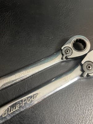 Lot Of 2 Blue Point 5/8 + 3/4 SAE Ratcheting Reversible Combination Wrench 12 Pt - Thumbnail 3