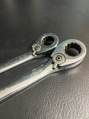 Lot Of 2 Blue Point 5/8 + 3/4 SAE Ratcheting Reversible Combination Wrench 12 Pt - Thumbnail 2