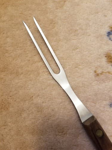 Vtg RH Forschner Carving Fork Stainless Brasil Trident Carve Wood Handle - Thumbnail 3