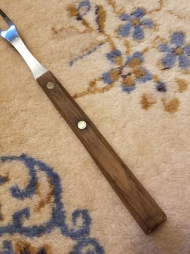 Vtg RH Forschner Carving Fork Stainless Brasil Trident Carve Wood Handle - Thumbnail 5