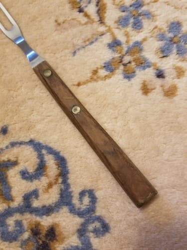 Vtg RH Forschner Carving Fork Stainless Brasil Trident Carve Wood Handle - Thumbnail 2