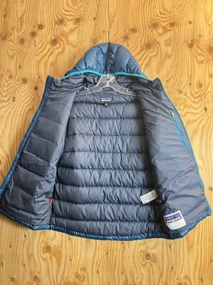 Patagonia Hi-Loft Down Sweater Hoody Kids Boys L 12 Blue Full Zip Jacket *READ - Thumbnail 16