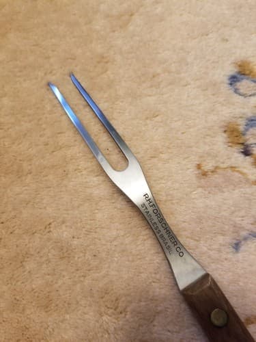 Vtg RH Forschner Carving Fork Stainless Brasil Trident Carve Wood Handle - Thumbnail 6