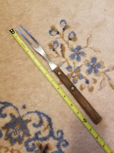 Vtg RH Forschner Carving Fork Stainless Brasil Trident Carve Wood Handle - Thumbnail 8