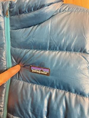 Patagonia Hi-Loft Down Sweater Hoody Kids Boys L 12 Blue Full Zip Jacket *READ - Thumbnail 8