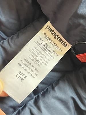Patagonia Hi-Loft Down Sweater Hoody Kids Boys L 12 Blue Full Zip Jacket *READ - Thumbnail 19