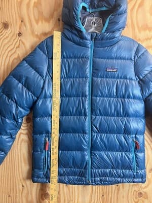 Patagonia Hi-Loft Down Sweater Hoody Kids Boys L 12 Blue Full Zip Jacket *READ - Thumbnail 21