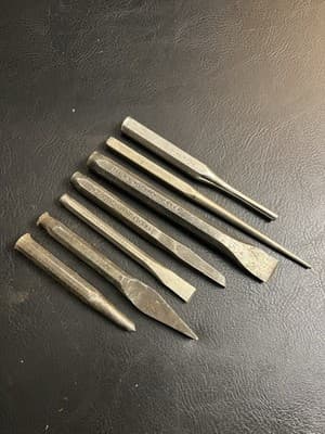 7 Lot Plomb Tools Craftsman Cold Chisels Punches Drifts Bolt Extractor USA Set - Image 1