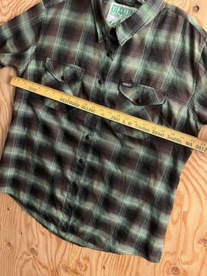 Dixxon Shirt Womens XL Green Black Plaid Snap Flannel Stay Gravity Grounded GC - Thumbnail 8